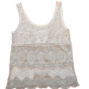 American Eagle Outfits Crocheted Lace Tank Top Size am Ivory Boho Festival Hippy